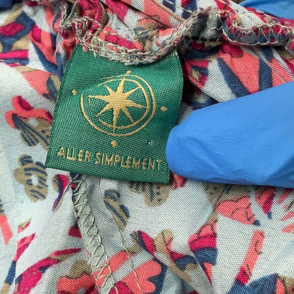 Aller Simplement Romper Plunge tie shoulders Floral Print Blue Pink XS - Picture 4 of 4